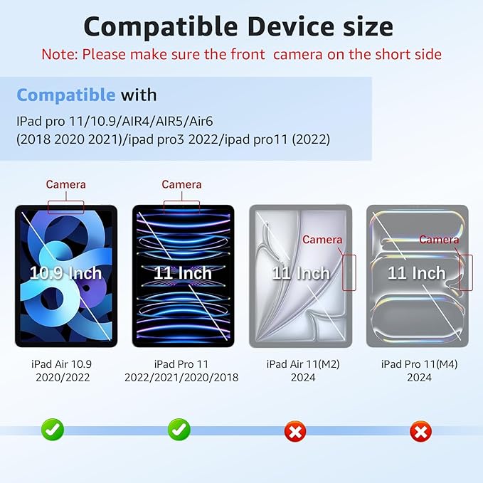 2-Pack Glass Screen Protector for iPad Pro 11-in.(4th 3rd 2nd 1st Gen)& iPad Air 10.9-in. (5th 4th Gen) Military Shatterproof, 9H+ Hardness, Auto-Alignment Frame, Anti-Fingerprint, HD Clear, Scratch Resistant