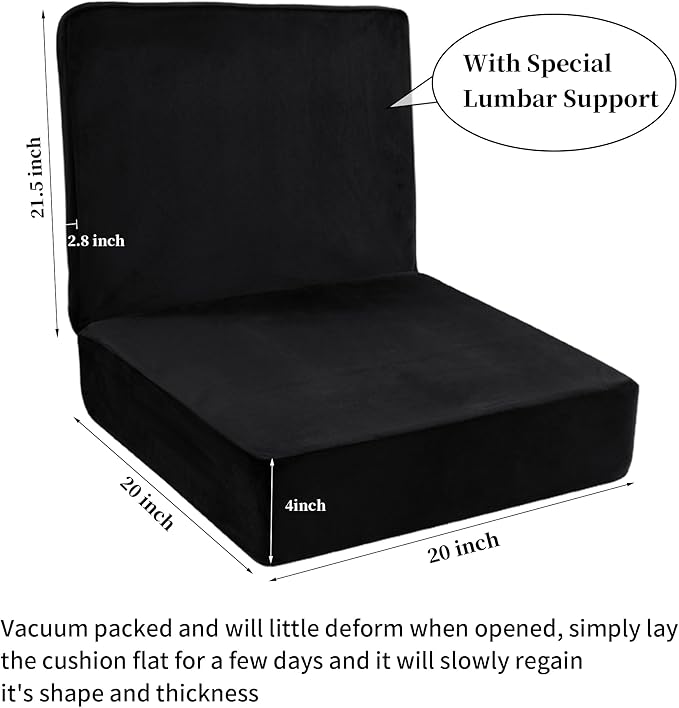 HOMBYS Foam Lumbar Support Pillow for Recliner with Recliner Chair Seat Cushion-Thick Seat Cushion for Elderly with Long Back Support, Extra Large & Non-Slip, Black