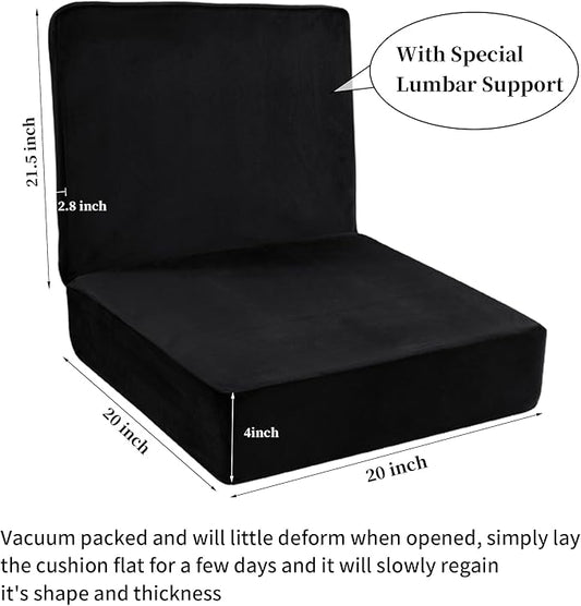 HOMBYS Foam Lumbar Support Pillow for Recliner with Recliner Chair Seat Cushion-Thick Seat Cushion for Elderly with Long Back Support, Extra Large & Non-Slip, Black