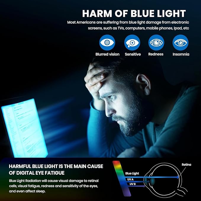 Blue Light Blocking Glasses UV400 Anti Eyestrain Computer Gaming Blue Light Screen Blocker Metal Eyewear for Men Women