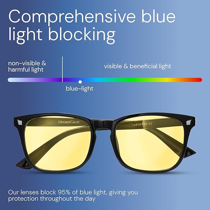 DreamGaze 99.9% Blue Light Blocking Glasses for Better Sleep - Anti Blue Light Glasses Men - Premium Computer Gaming Glasses