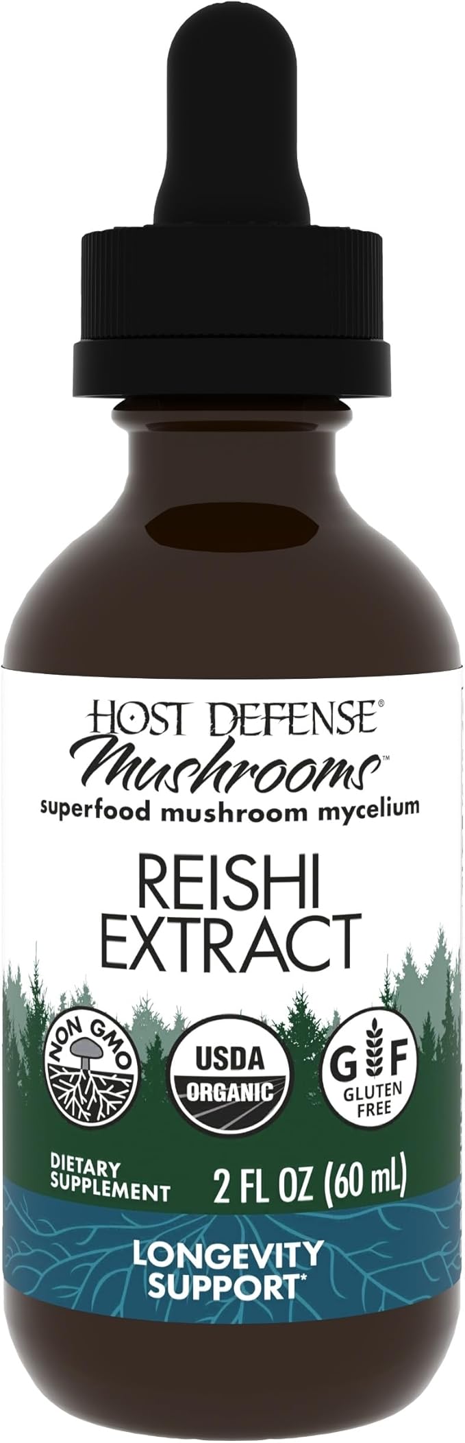 Host Defense Reishi Extract - Heart & Immune Health Support Supplement - Mushroom Supplement to Support Energy & Vitality - Reishi Supplement to Aid Overall Well-Being - 2 fl oz (60 Servings)*