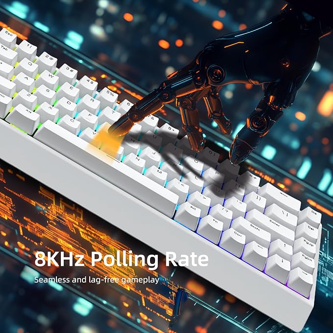IROK Mer68 SE Wired 68 Keys, Magnetic Switch Mechanical Keyboard, 8KHZ Polling Rate/Latency As 0.125MS/64KHZ All Keys Scan Rate/ARGB, Hot Swappable Gaming Keyboard(White)