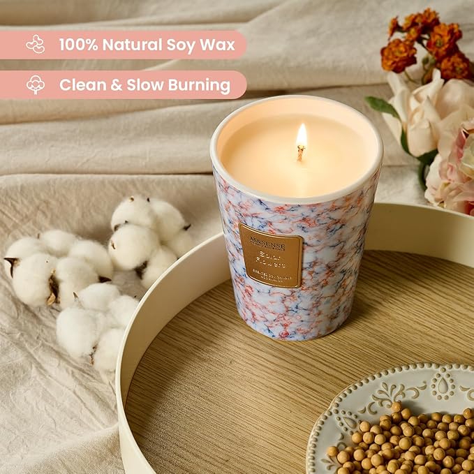 M&SENSE SolarFlowers Scented Candles for Home, Lead-Free Wick Highly Scented Jar Candles, 14.1 Oz 80 Hours Lasting Burning Candles Gifts for Women, Relaxing Aromatherapy Candle for Stress Relief