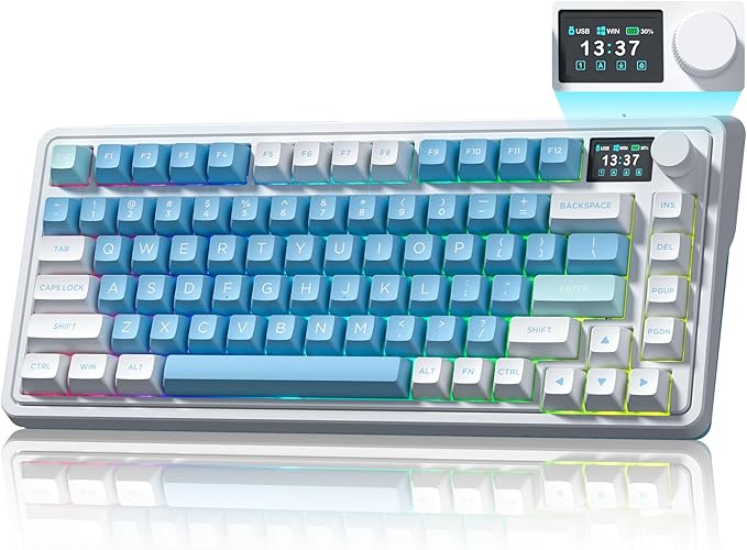 CMK75 Mechanical Keyboard: 75% Layout w/TFT Color Screen & Knob | Tri-Mode Wireless (2.4G/Bluetooth/Wired) | Hot-Swappable | Programmable | PBT Keycaps