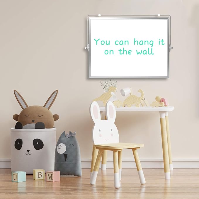 GMAOPHY Dry Erase White Board, 16inX12in Large Magnetic Desktop Whiteboard with Stand, 10 Markers, 4 Magnets, 1 Eraser, Portable Double-Sided White Board Easel for Kids Memo to Do List Desk School