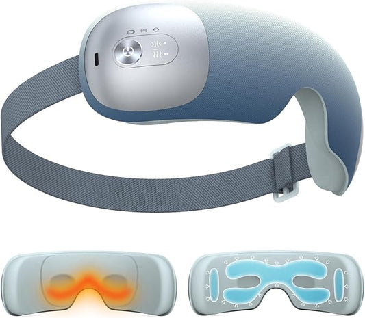 Ultra Light Eye Massager with 2 Level Heat, 120 Mins Uses, 3 Air Compression & Massage Modes, Heated Eye Mask with Bluetooth Music for Migraine Relief, Strain and Dry Eyes, Relaxation for Women Men