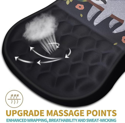 Hokafenle Ergonomic Mouse Pad Wrist Support with Massage Design, Wrist Rest Pain Relief Mousepad with Memory Foam&Non-Slip PU Base, Mouse Pads for Wireless Mouse & Desk (12x8 inch,Cute Sloth)