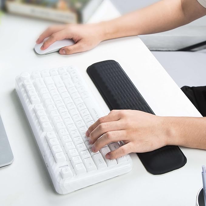 MEKASS Keyboard Wrist Rest for 60% Compact Keyboard, Ergonomic Soft Memory Foam Wrist Support with Non-Slip Silicone Base, Keyboard Pad Relieve Wrist Pain from Laptop, Computer, Typing (Light Grey)