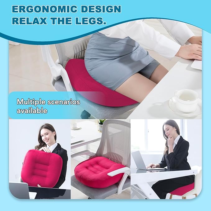 Office Chair Cushions for Back and Butt, Ergonomic Chair/Seat Cushion for Long Sitting, Sitting Pillow for Automobile, Wheelchair, Computer Chair Hip Support (Pink)