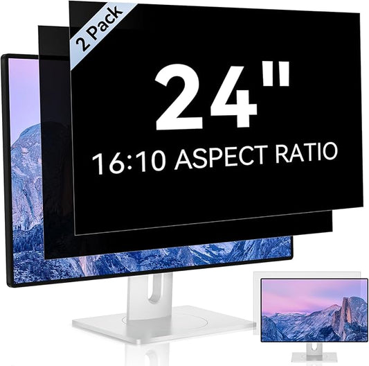 [2 Pack] 24 Inch Computer Privacy Screen for 16:10 Aspect Ratio Widescreen Monitor, Eye Protection Anti Glare Blue Light Computer Monitor Privacy Filter, Removable Anti-Scratch 24in Protector Film