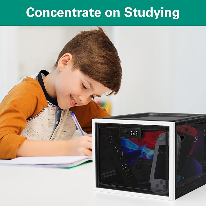 iBune Large Medication Lock Box, Lockable Medicine Storage Box for Medicine Safe/Phone/Refrigerator/Personal Items/Home/Office/Dorm, Black