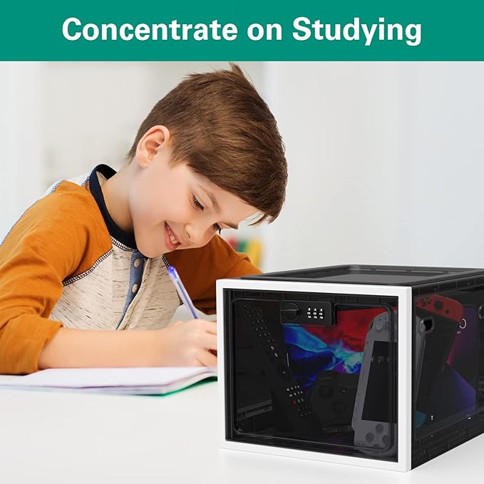 iBune 2 Pack Large Medication Lock Box, Lockable Medicine Storage Box for Medicine Safe/Phone/Refrigerator/Personal Items/Home/Office/Dorm, Black