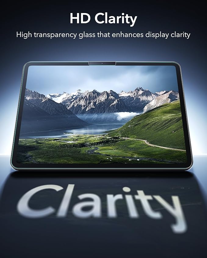 ESR 2 Pack Armorite Screen Protector for iPad Pro 13 Inch M4 2024 (7th Generation), 9H Hardness Tempered Glass Film with UltraFit Tray, Military Grade, HD Clarity, Dust and Bubble Free