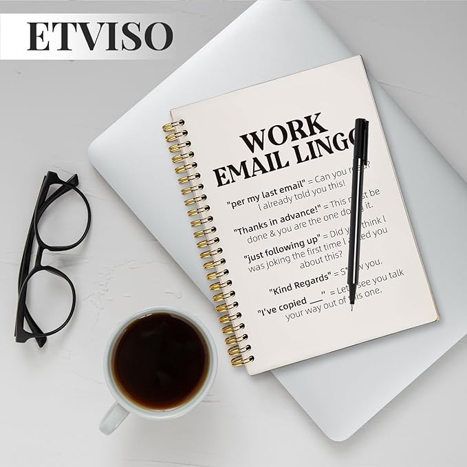 Funny Office Supplies for Women Men Coworkers, Work Journal Notebook, Funny Sarcastic Office Gifts for Coworkers, Work Email Lingo Hardcover Spiral Notebooks 5.5x8.3 Inch