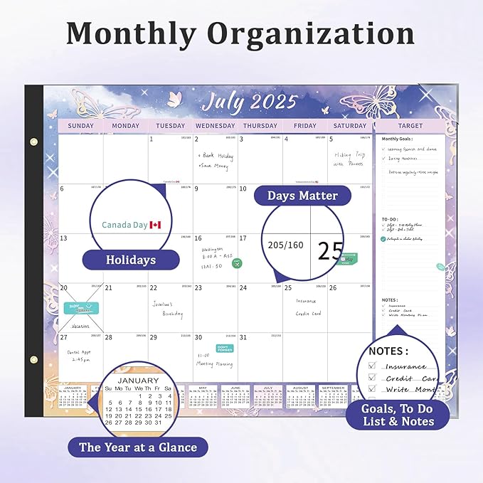 Ospelelf Desk Calendar 2025-2026 Large 22"x17" Monthly Family Planner Pad with Protective Cover 18 Months July 2025 to December 2026 Diversified