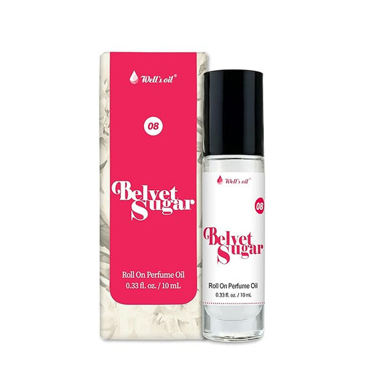 Well's Oil Roll-On Perfume Oil (Belvet Sugar) | Floral & Fruity Notes | Long-Lasting | Paraben-Free | 0.33 Fl Oz / 10 ml