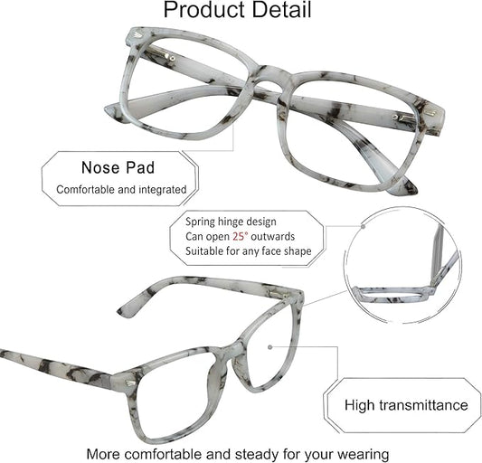 YEIN Bifocal Reading Glasses with Blue Light Blocking Lenses, Bifocal Reader for Women and Men, Vintage Square frame with Spring Hinge (+0.75/+3.50 magnification)