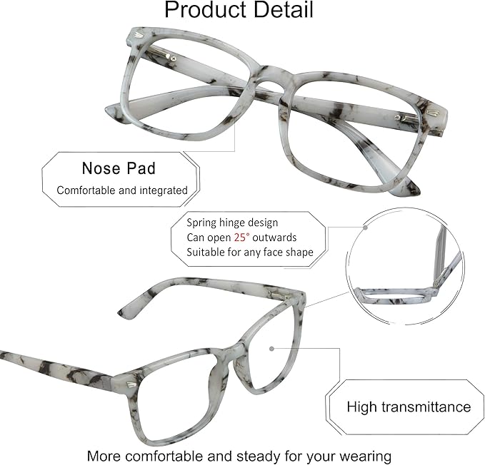 YEIN Bifocal Reading Glasses with Blue Light Blocking Lenses, Bifocal Reader for Women and Men, Vintage Square frame with Spring Hinge (+0.50/+2.75 magnification)