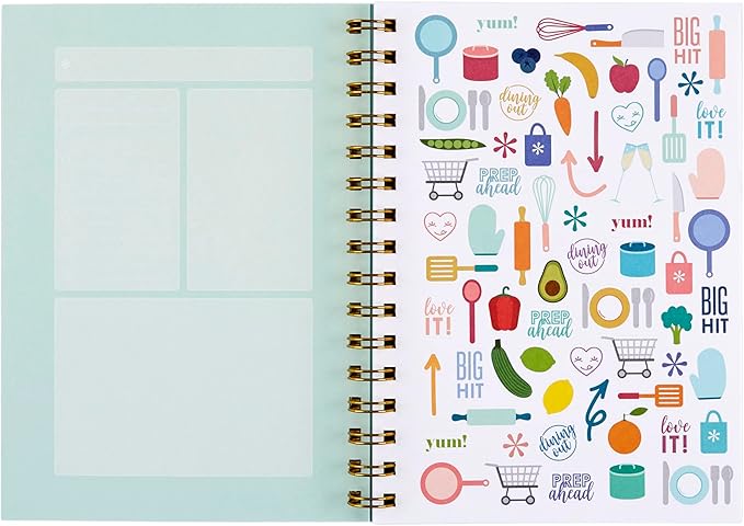 Erin Condren Inspired Collection A5 Weekly Meal Planner, Includes Shopping List Trackers