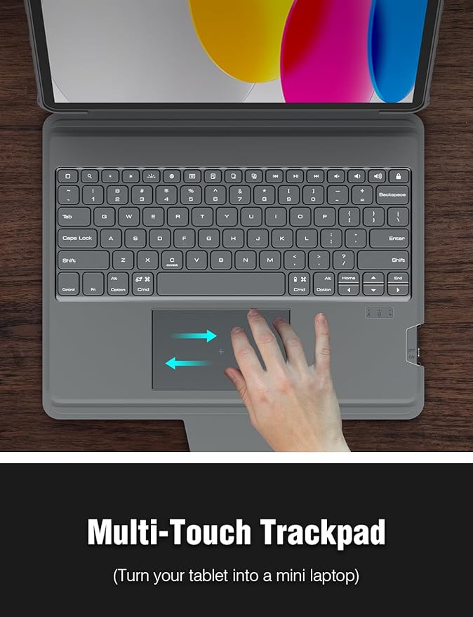 Nillkin for iPad A16 11th 10th Generation Case with Keyboard, Slide Camera Cover, Backlit Detachable Wireless Keyboard with Pencil Holder and Multi-Touch Trackpad for iPad (A16) 11th/10th Gen - Grey