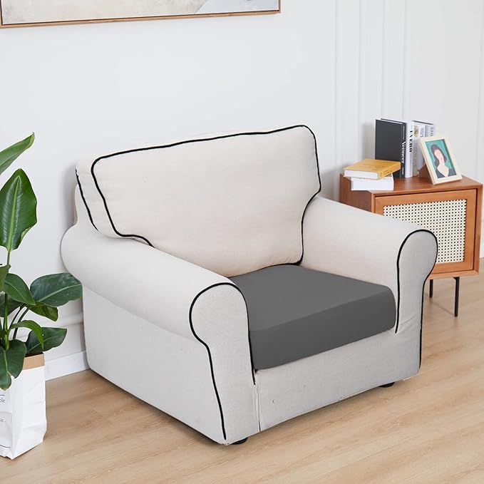 Easy-Going 100% Waterproof Chair Sofa Seat Cushion Slipcovers Couch Cushion Cover Stretch Furniture Protector for Kids, Pets (Chair Cushion, Gray)