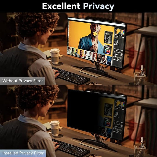[2-Pack] 24 Inch Computer Privacy Screen Filter for 16:9 Widescreen Monitor, Removable Eye Protection Anti Glare Blue Light Filter Privacy Shield, Anti Spy Screen Protector Film 24 in