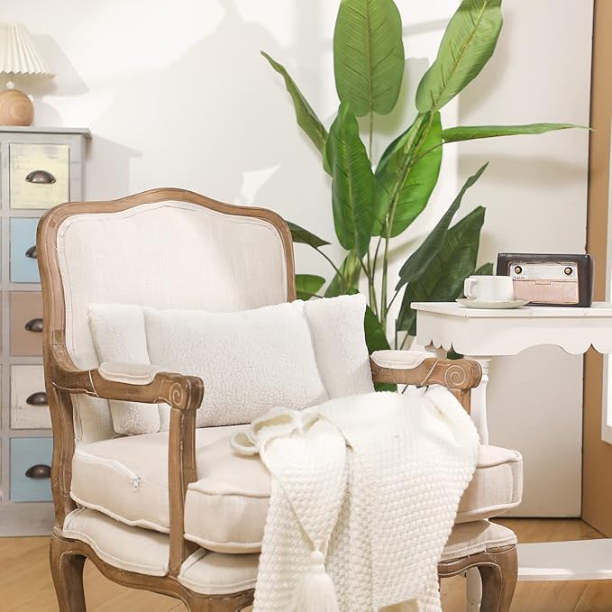 Queekay Fleece Lumbar Support Pillow 3 Section Back Pillow Office Chair for Back Support Comfortable Lumbar Cushion for Car Seat Pain Relief Sofa Rest(White)