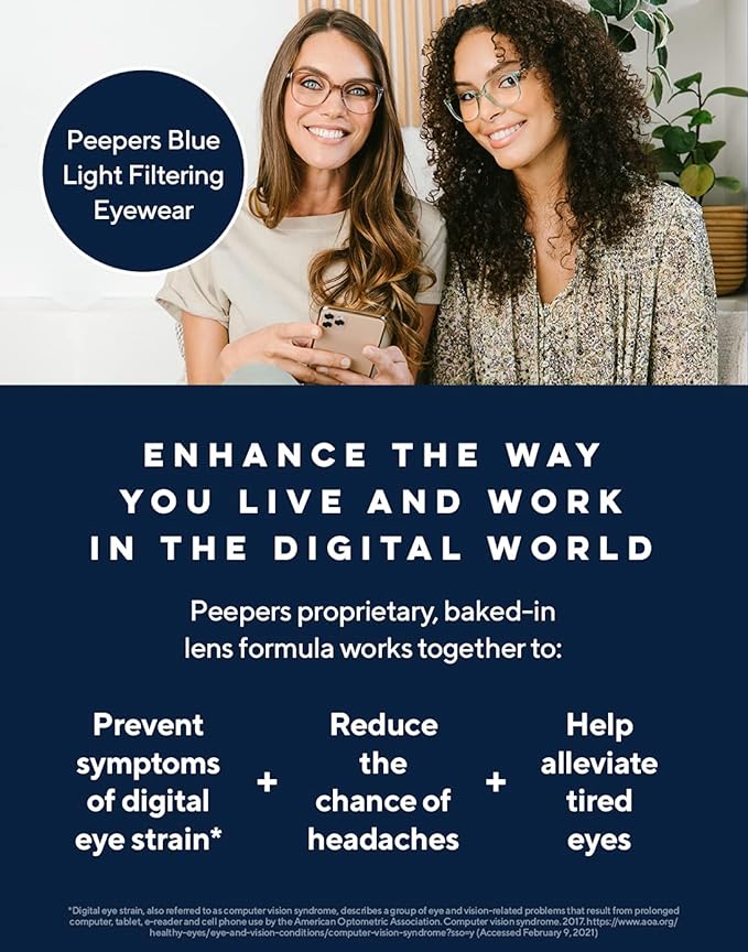 Peepers by PeeperSpecs Oprah's Favorite Center Stage Women's Oversized Blue Light Blocking Reading Glasses