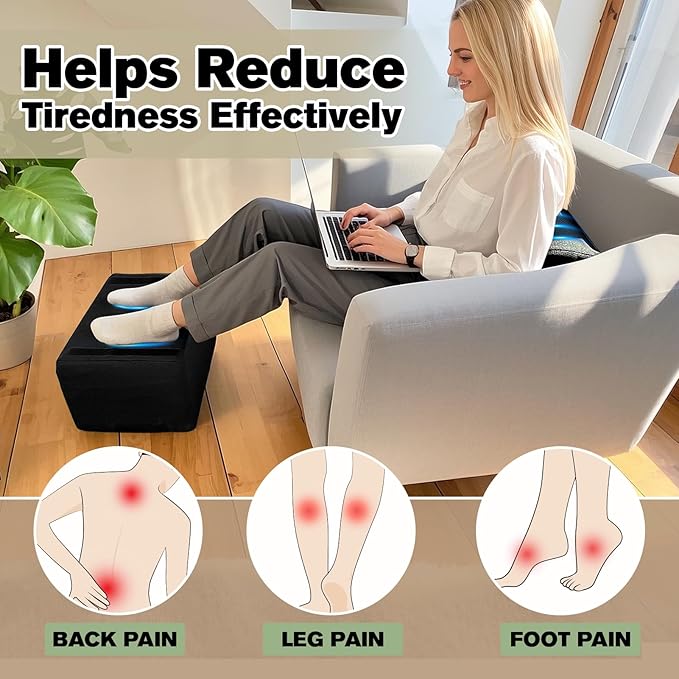 Ergonomic Adjustable Height Foot Rest for Under Desk Office & Home Comfortable Footrest with Breathable & Washable Mesh Cover Non-Slip Base Two-Layer Design