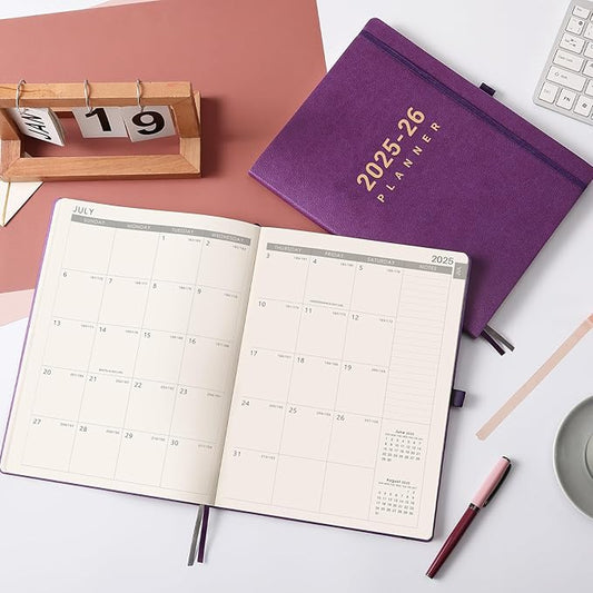 2025-2026 Planner - Academic Planner 2025-2026, July 2025 - June 2026, Planner Daily Weekly and Monthly, 8.5" x 11", Pen Holder, Calendar Stickers, Pocket, 25 Notes Pages, Faux Leather Cover