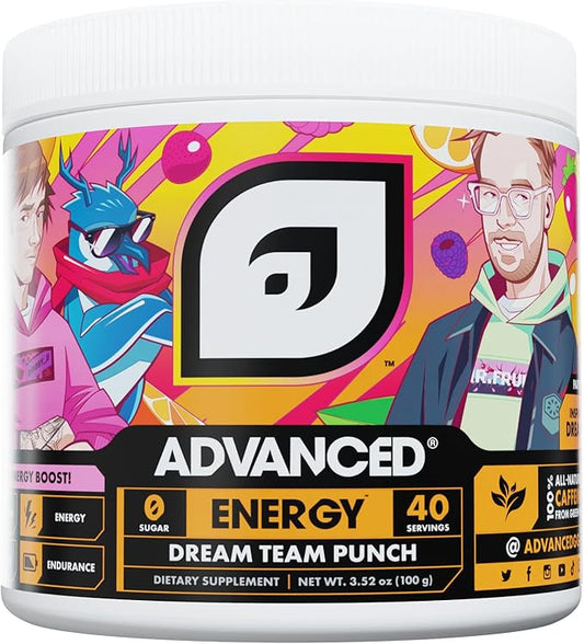 Advanced Energy - Energy Boosting Formula with Electrolytes for Hydration - L-Theanine to Combat Jitters - Sugar Free & Keto Friendly with No Artificial Colors - (40 Servings) (Dream Team Punch)