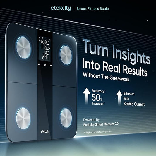 Etekcity Upgraded Smart Scale for Body Weight, Bathroom Digital Scale with BMI, Body Fat, Muscle Mass, 13 Metrics with a Large Display, Support Offline Mode and Apps Connection