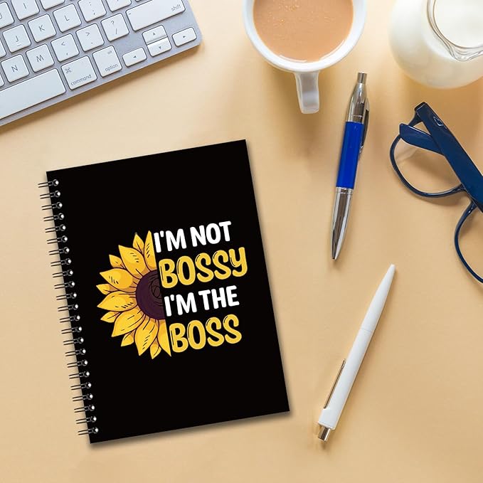 YAZMEEN Boss Blank Spiral Notebook（160 Pages） I'm Not Bossy I'm The Boss Hardcover Sketchbook Boss Appreciation Gift Funny Sunflower Notebook Gift for Women Men Boss Leader Mentor Manager Colleague