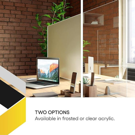 OBEX Acrylic Free Standing Screen, Divider for Desk Privacy Home & Office Partitions for Table Top Workstation, Portable Cubicle Panel for Work, 18" x 60", Clear