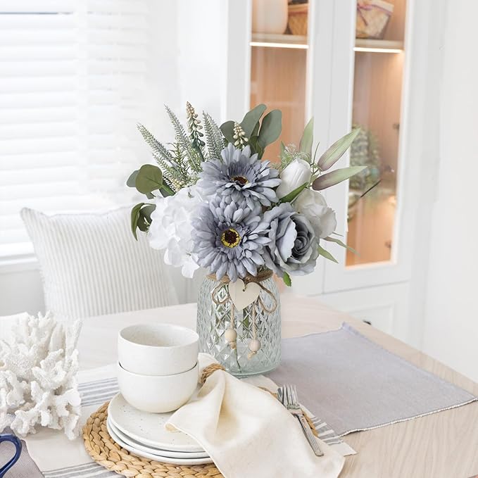 Leftover Fake Flowers in Vase with a Flower Arrangement,Silk Artificial Flowers in Vase,Dining Table Centerpiece Decor,Flower Arrangements for Home Decor,Kitchen Decor