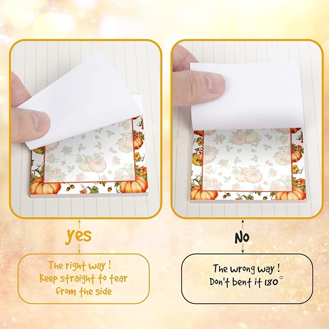 9 Pieces Fall Sticky Notes Fall Pumpkin Style Design Self-Adhesive Note Pads Sticky Memo Notes for School Office Home Supplies Students Teachers Presents