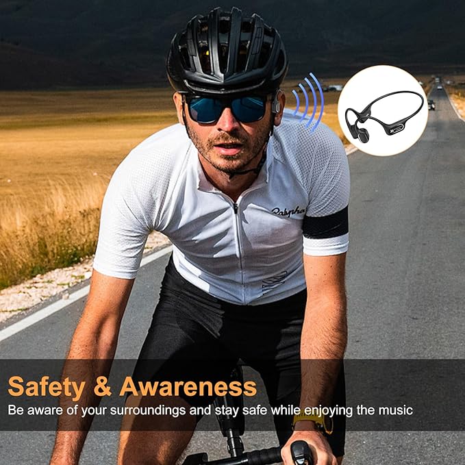 Bone Conduction Bluetooth Headphones-SurfAudio, IP68 Waterproof Swimming Headphones with 32GB MP3 Player, Lightweight Open Ear Design for Swimming/Surfing/Marathon/Cycling(Black)