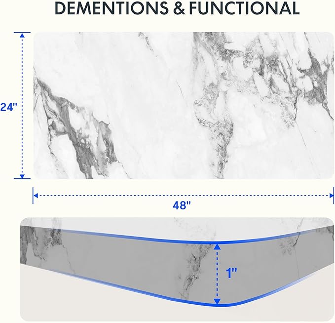 FLEXISPOT EN2Whole-Piece Standing Desk with Clamp Power Strip, 48 x 24'' Electric Stand Up Height Adjustable Desk with Cable Management (Black Frame + 48" Marble Gray, 2 Packages)