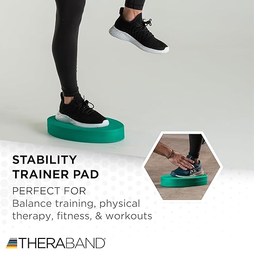 THERABAND Stability Trainer Pad, Beginner Level, Firm, Green Foam Balance Pad for Physical Therapy, Exercise Pad for Core Strength, Lightweight Non-Slip Balance Trainer, Portable Foam Pad for Home or Clinic Use