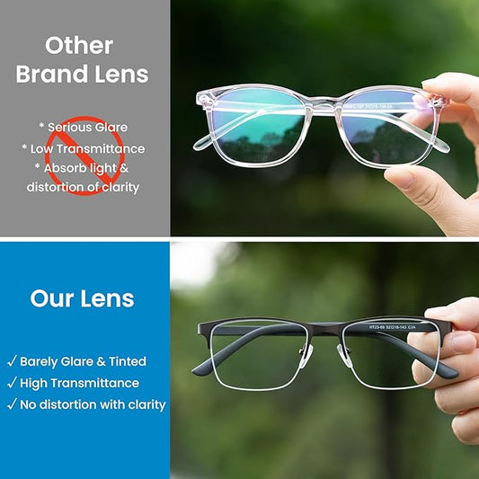 GUDVUE Mens Blue Light Glasses Rectangle Computer Glasses Gaming Glasses, Grey/Gunmetal