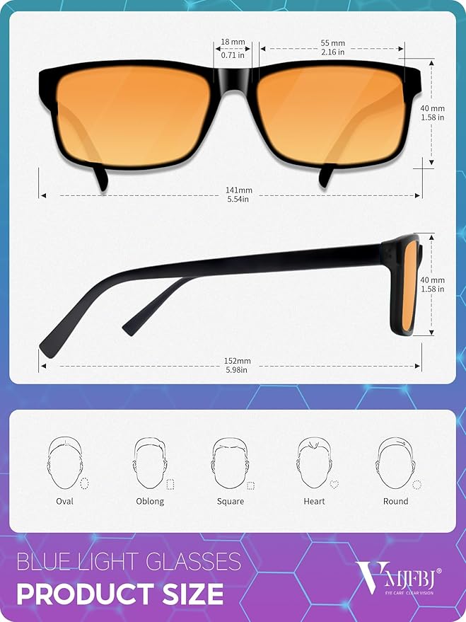 Blue Light Glasses for Men Woman, Anti Blue Light Blocking Glasses with Amber Lens for Computer Screen Monitor Gaming Better Sleep Reduce Eye Strain Gamer Glasses