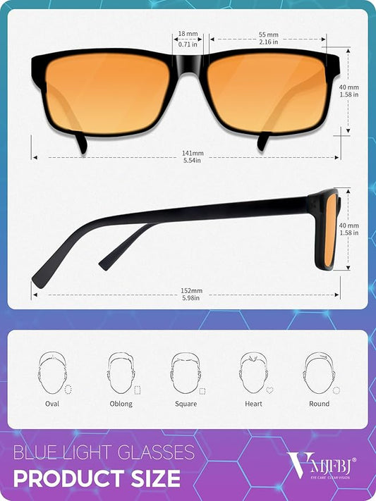 Blue Light Glasses for Men Woman, Anti Blue Light Blocking Glasses with Amber Lens for Computer Screen Monitor Gaming Better Sleep Reduce Eye Strain Gamer Glasses