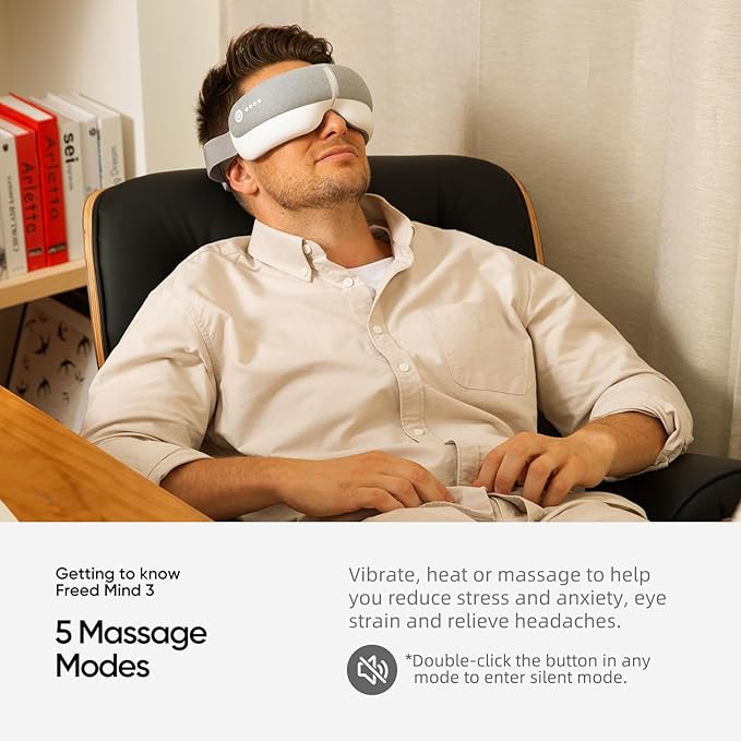 Eye Massager & Bluetooth Heat Sleep mask,Parents Gift Sets |with Storage Bag & Greeting Card | Migraine Relief,Relaxation,Bedtime Stress Relief | White Noise,3D airbag kneading| Smart Head Massager