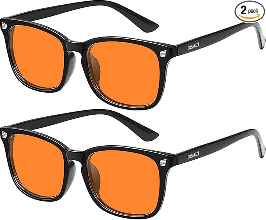 2 pack 98.6% Blue Light Blocking Glasses Men Woman for Better sleep, Computer Gaming Glasses Blue Light Filtering Amber Lenses Anti-Fatigue & Eye Strain