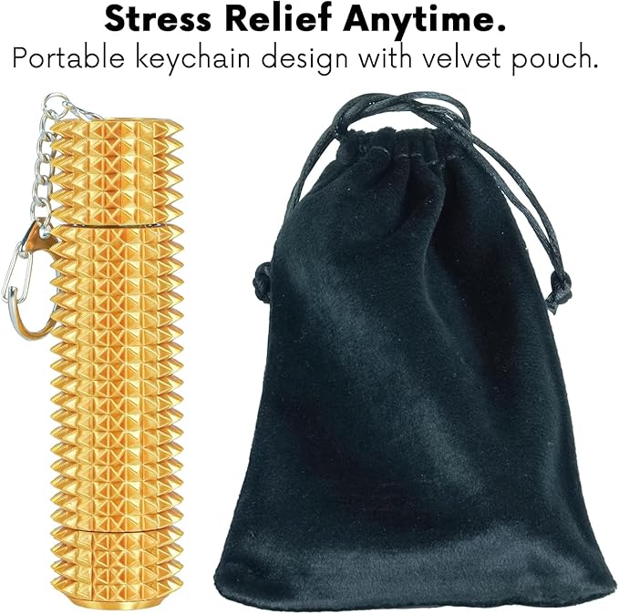 Fidget Roller Adults Teens Sensory Little Stim Gadget for Anxiety Relief Mild Ouchie,Desk Focus Tool Portable Hand Spinner Gifts Idea White Elephant Stocking Christmas(Gold,Full Grip)