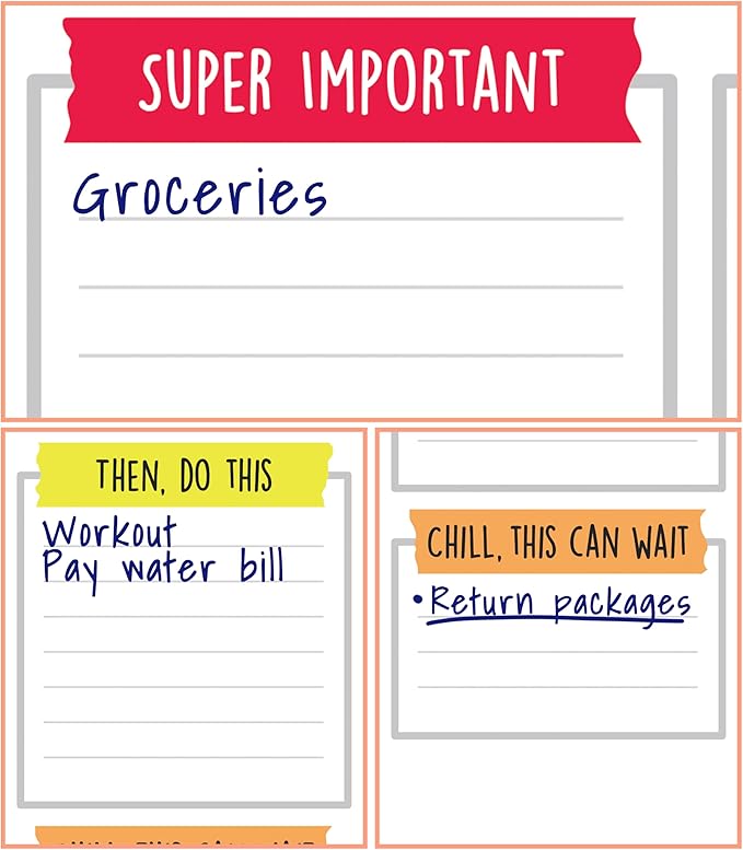 Carson Dellosa Aim High Notepad 3-Pack Set, Note Pads for To Do List, Goals, Checklist, and Classroom Organization Stationary, Desk Accessories and Office Supplies