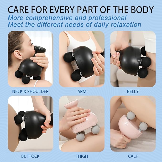 DEITY 4 Heads Handheld Massage Gun Deep Tissue, Electric Body Massager, Percussion Muscle Massager for Easing Shoulder and Back Tension, Perfect Gifts for Man Women, Black