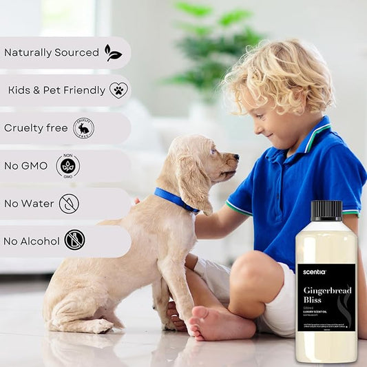 Gingerbread Bliss Fragrance Oil – 500ml Professional Christmas Diffuser Oil | Cozy Holiday Blend with Ginger, Nutmeg, Cinnamon & Vanilla | Aromatherapy for Homes, Spas, Hotels & DIY Supplies