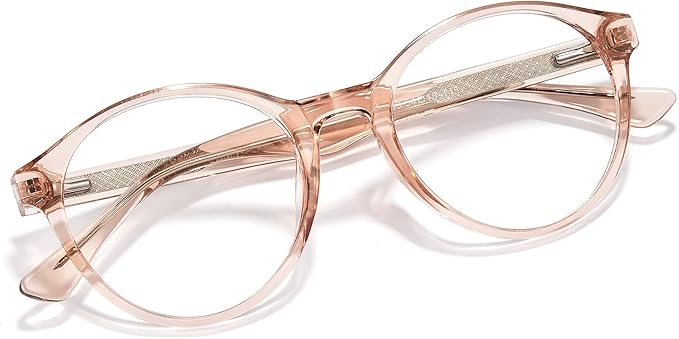 Cyxus TR90 Oversized Blue Light Blocking Glasses Women - Spring Hinge Round Frame Computer Use Anti Eye Strain 8018